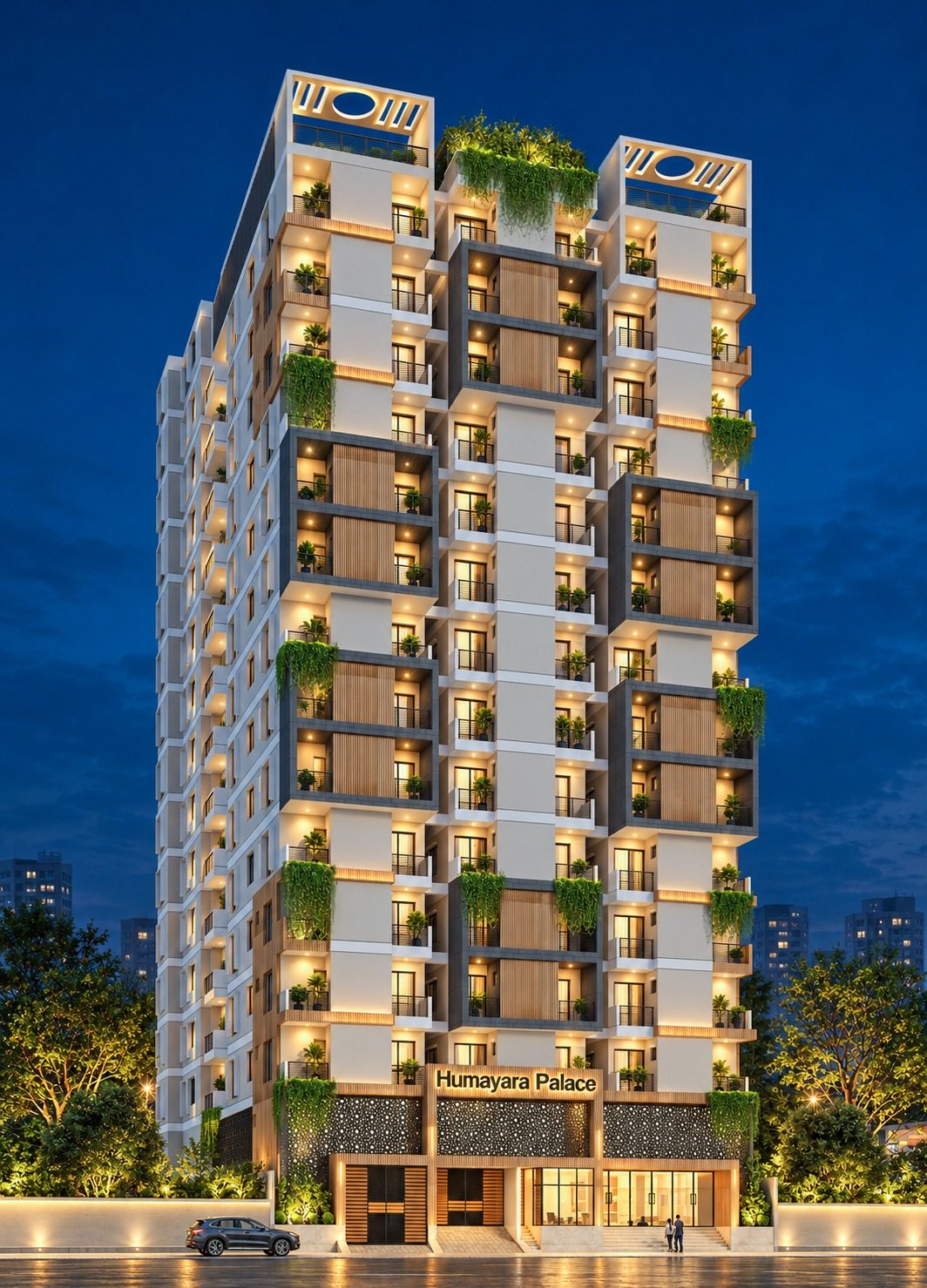 3D render of the front of Humaira Palace, Miapara, Jamalpur